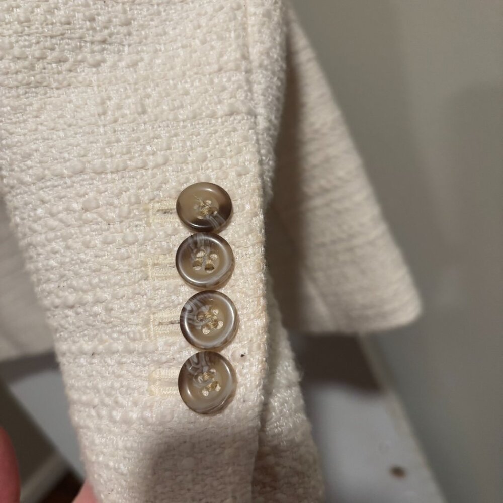 Ann Taylor Cream Textured One-Button Blazer - Picture 7 of 10